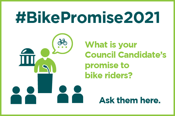Infographic of Council Candidate promise to bike riders