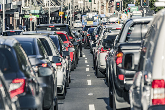 Sydney rush hour main road traffic gridlock