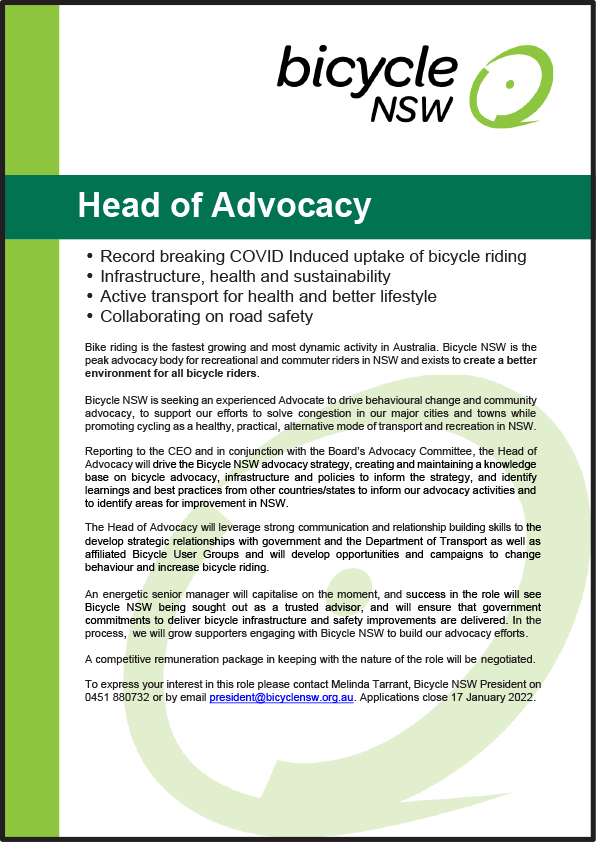 BNSW Head of Advocacy Position advert