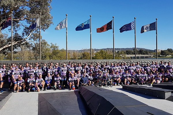 NSW Police Legacy Remembrance Riders at the Remembrance Wall, Canberra