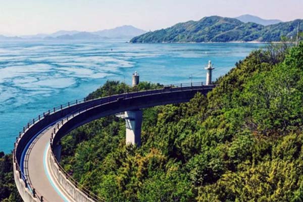 Beautiful views of the Seto Inland Sea from the 70km Shimanami-Kaido cycleway. Image courtesy of Cycling Ehime