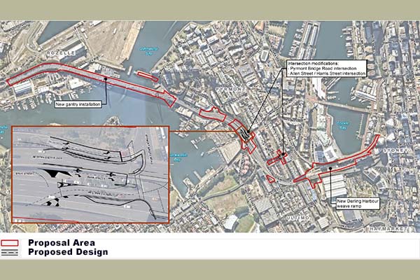 Bicycle NSW The footprint for the project to ‘improve‘ the Western Distributor between Anzac Bride and the Sydney Harbour Bridge