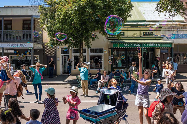 Glebe Point Road comes alive during a Sydney Streets party, February 2022 (Image: City of Sydney/Katherine Griffith)