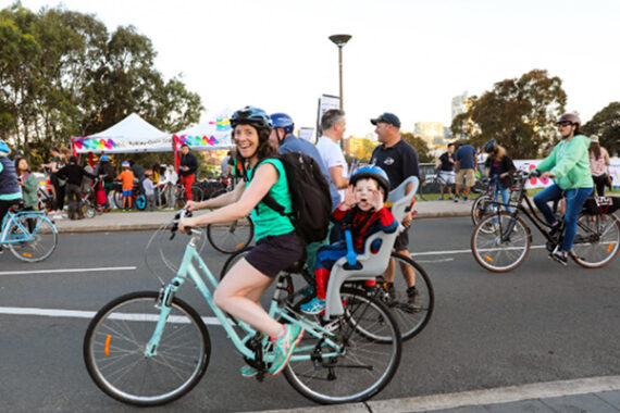 Aideen and son on the Gong ride, photo courtesy of City of Sydney