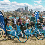 Bicycle NSW and HelloRide teams celebrated the partnership with a launch ride t