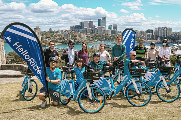 Bicycle NSW and HelloRide teams celebrated the partnership with a launch ride t