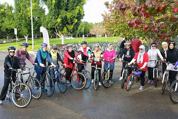 Group of Australian Muslim Women out on a ride heading out for a ride Photo: Australian Muslim Times