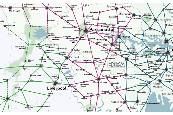 An extract from the Strategic Cycleways Corridors map for Greater Sydney (Source: TfNSW)