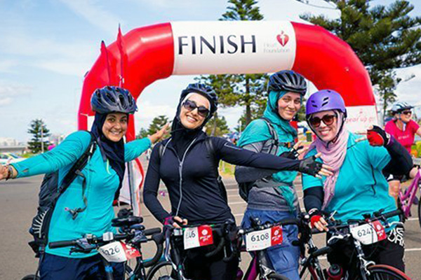 Members of the Sydney Cycle Sisters group participating in Heart Foundation Gear Up Girl event in 2016