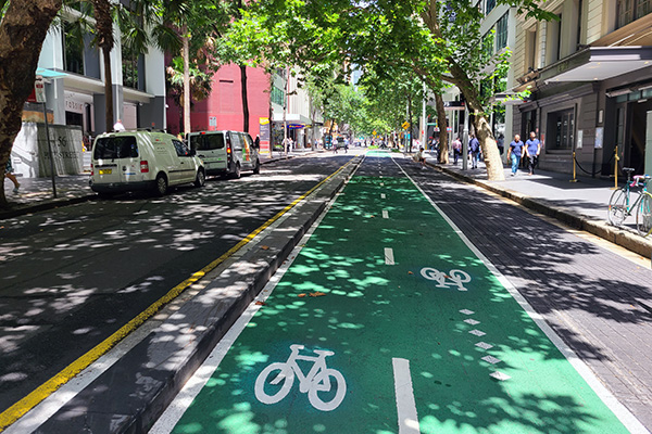 Sydney will use fantastic new separated cycleways on Pitt Street, King Street and College Street. (Source: Better Streets)