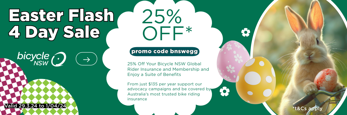 Bicycle NSW 25% Off Easter 4 Day Sale 