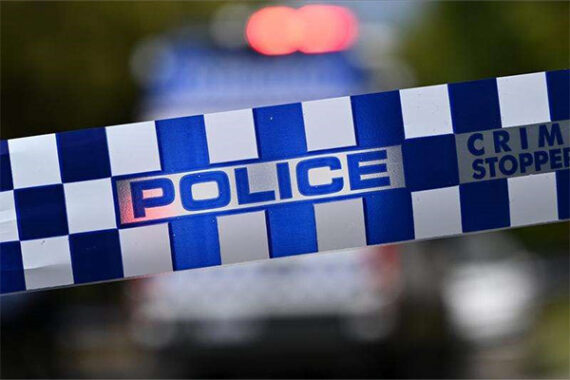 Police tape across NSW road